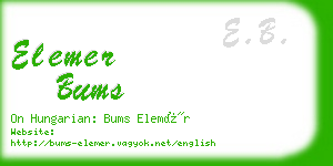 elemer bums business card